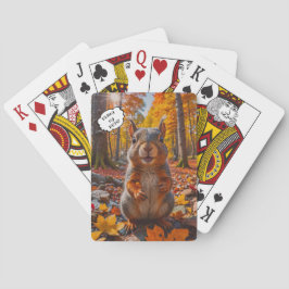 Funny Fall Squirrel Classic Jugando Cartas