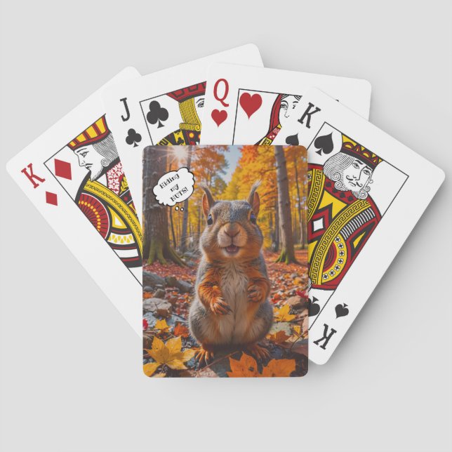 Funny Fall Squirrel Classic Jugando Cartas (Reverso)