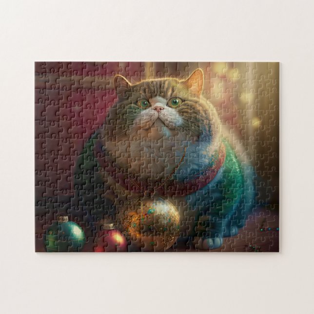 FUNNY FAT CAT NAVIDADES JIGSAW PUZZLE (Horizontal)