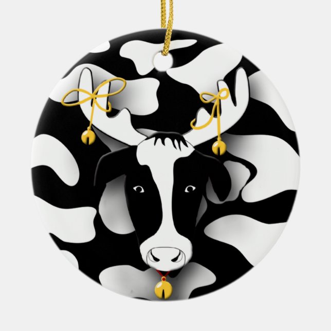 Funny Fat Cow Ornamento de Navidad (Frente)