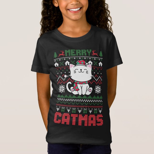 Funny Feliz Navidad Navidades feos Sweater Cat San (Anverso)
