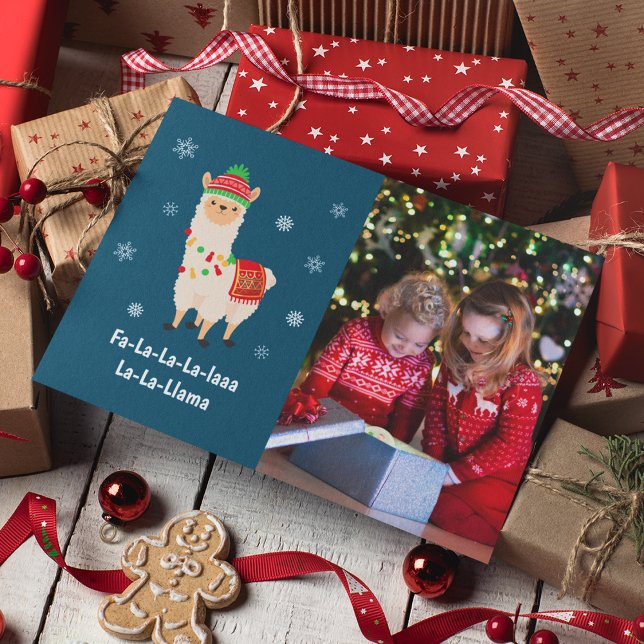 Funny Festividad Llama Pun Foto Tarjeta de vacacio (Subido por el creador)