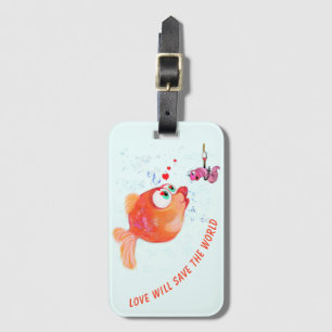 Funny Fish and Worm Lumaletas Etiqueta Personaliza