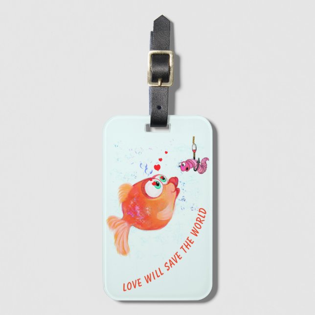 Funny Fish and Worm Lumaletas Etiqueta Personaliza (Anverso vertical)