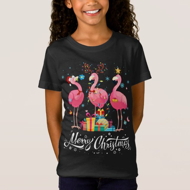 Funny Flamingo ilumina Santa Hat Sweater Xmas Tree (Anverso)