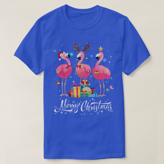 Funny Flamingo Lights Santa Hat Sweater Xmas Tree  (Diseño del anverso)