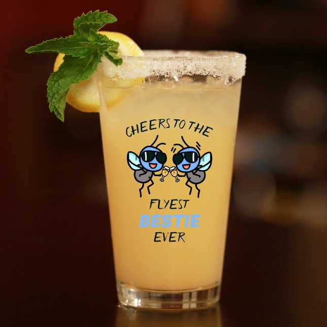 Funny Fly Pun Saluda al Mejor Amigo Feliz Cumpleañ (Funny Fly Pun Cheers Best Friend Happy Birthday Glass)