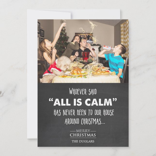 Funny foto Navidades de feriado Chalk Tarjeta de f (Anverso)