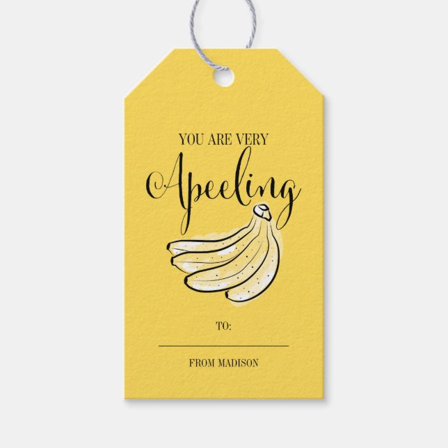 Funny Fruit Pun Apeeling Banana Valentine Etiqueta (Anverso)