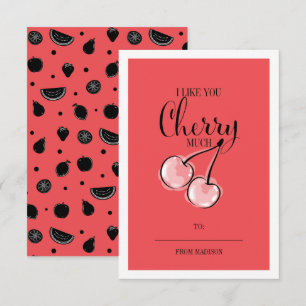 Funny Fruit Pun Cherry Classroom Tarjeta de San Va