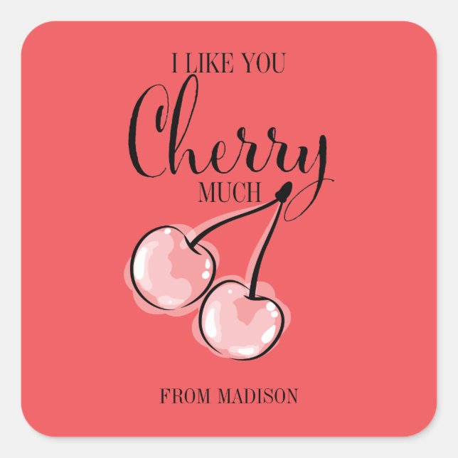 Funny Fruit Pun Cherry Valentine Pegatina (Anverso)