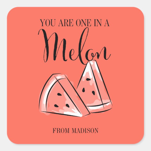 Funny Fruit Pun Melon Valentine Pegatina (Anverso)