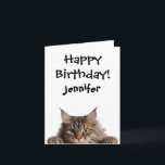 Funny Furry Cat Birthday Tarjeta de felicitación p<br><div class="desc">Tarjeta de cumpleaños para los amantes del gato. Graciosa tarjeta de cumpleaños temática animal con un gato encorvado. ¡Diviértete tanto como tu gato en tu cumpleaños! Personaliza esta tarjeta de gato en tu contenido de corazón!</div>