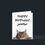 Funny Furry Cat Birthday Tarjeta de felicitación p<br><div class="desc">Tarjeta de cumpleaños para los amantes del gato. Graciosa tarjeta de cumpleaños temática animal con un gato encorvado. ¡Diviértete tanto como tu gato en tu cumpleaños! Personaliza esta tarjeta de gato en tu contenido de corazón!</div>