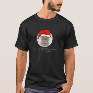 Funny Gato Navidades Larga Manga Camiseta