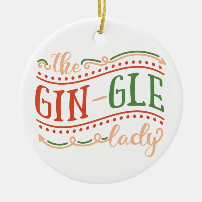 Funny Gin-gle Lady Navidades | Ornamento (Frente)