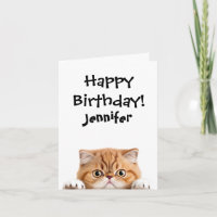Funny Ginger Cat Birthday Tarjeta de felicitación 