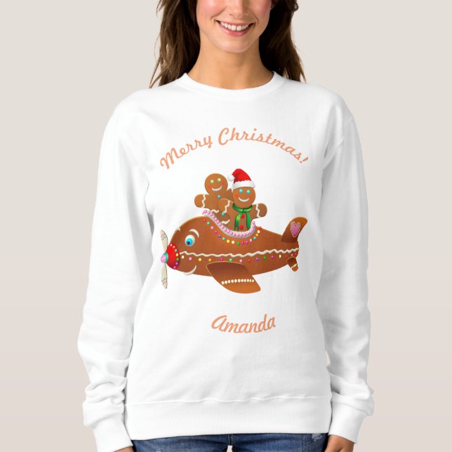 Funny Gingerbread Airplane Personalizado de navida (Anverso)