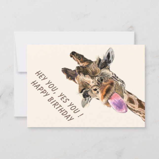 Funny Giraffe Birthday Card (Anverso)