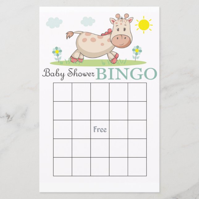 Funny Giraffe tarjeta de bingo de ducha para bebé (Anverso)