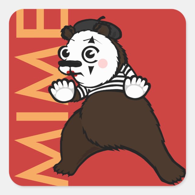 FUNNY GRIZZLY BEAR MIME SQUARE PEGATINAS (Anverso)