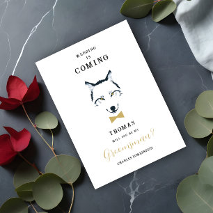 Funny Groomsman Gold Bow Tie Wedding Proposal