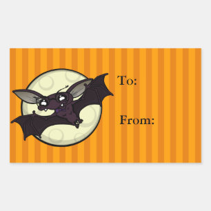 FUNNY HALLOWEEN BAT RECTANGLE GIFT PEGATINAS