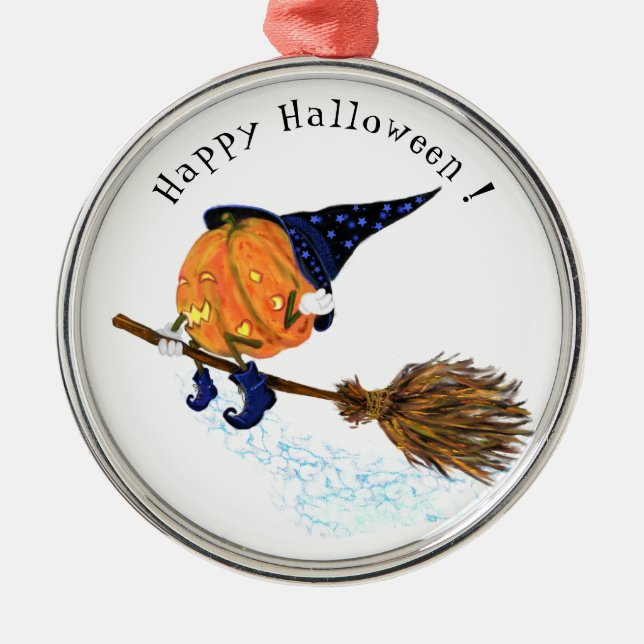 Funny Halloween Metalizado ornamento Calabaza de B (Frente)