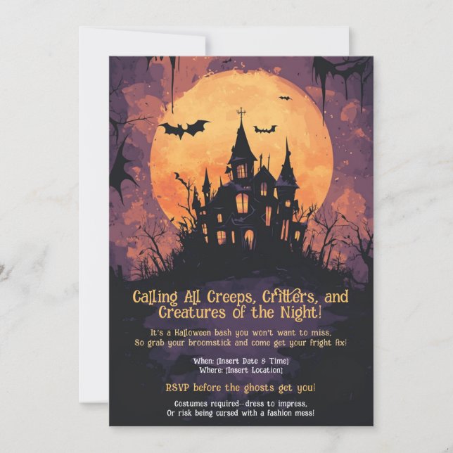 FUNNY Halloween Party Invitación (Anverso)