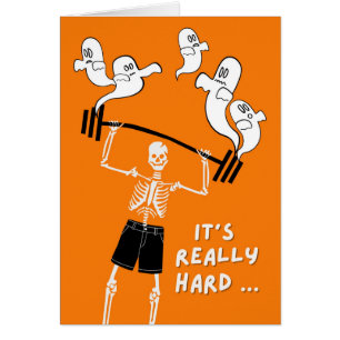 Funny Halloween Skeleton Deed Weight Lifting