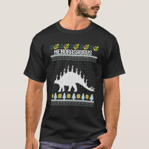 Funny Hanukkah Sweater Dinosaur Menorah Dino
