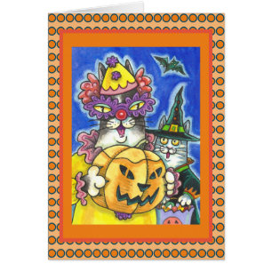 FUNNY HISS N' FITZ HALLOWEEN CATS GRANDES TARJETA