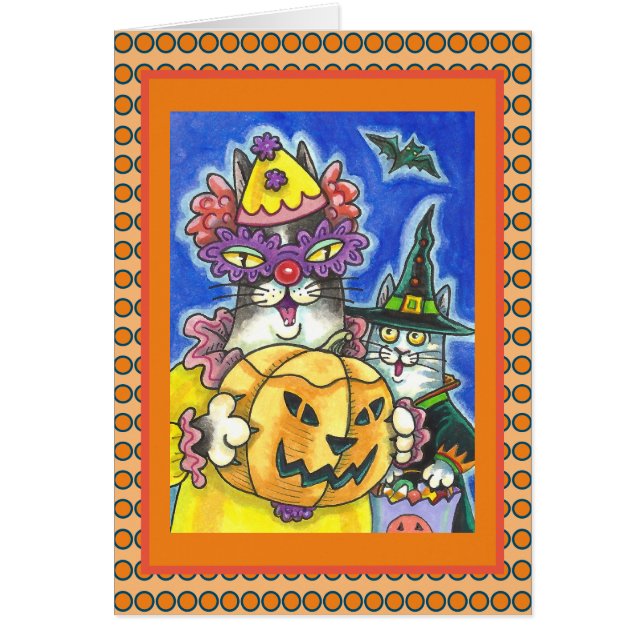 FUNNY HISS N' FITZ HALLOWEEN CATS GRANDES TARJETA  (Frente)