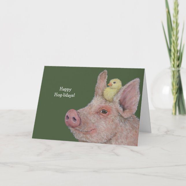 Funny Hog tarjeta de vacaciones (Anverso)