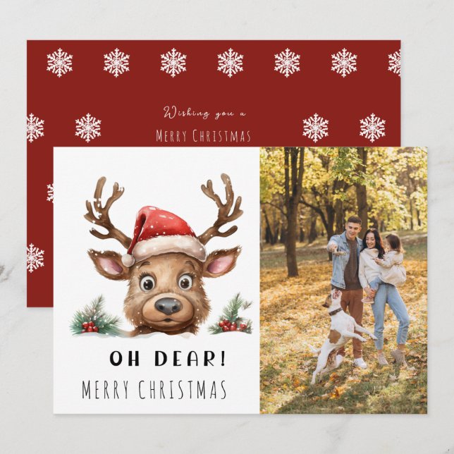 FUNNY Holiday Reindeer Christmas Photo Card (Anverso / Reverso)