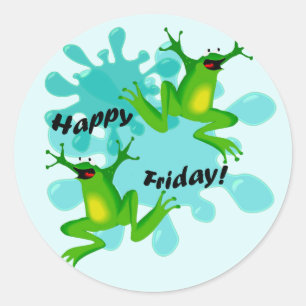 Funny Hoppy Friday Frog Pegatina