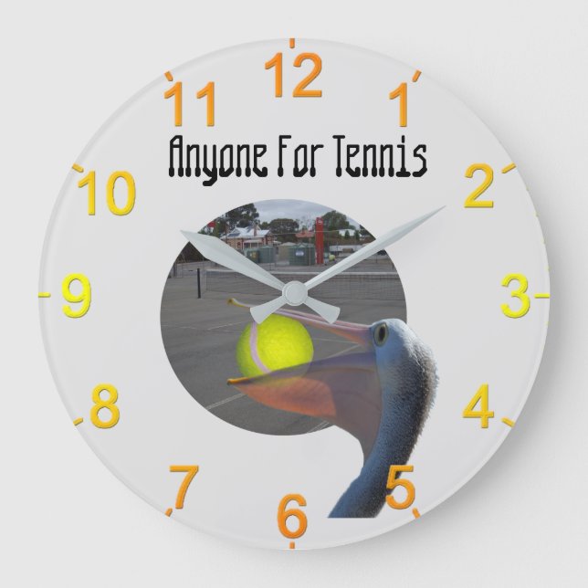 Funny jugador de tenis pelicano, reloj de pared (Anverso)