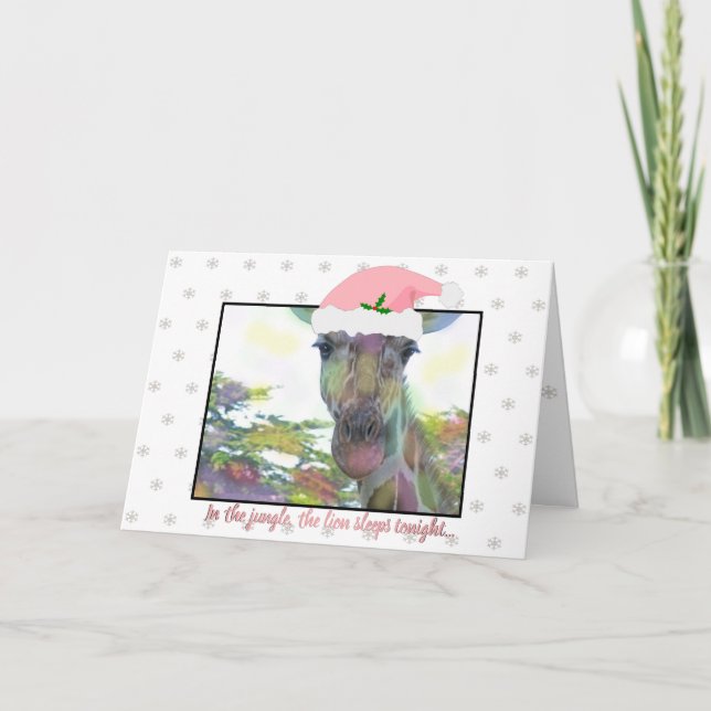 Funny Jungle Giraffe Navidades Tarjeta de vacacion (Anverso)