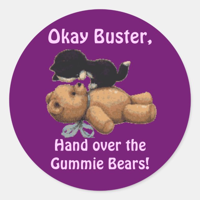 Funny Kitten & Teddy Bear Pegatinas (Anverso)