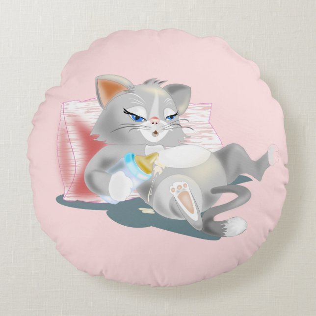 Funny la almohada redonda del gato del bebé (Anverso)