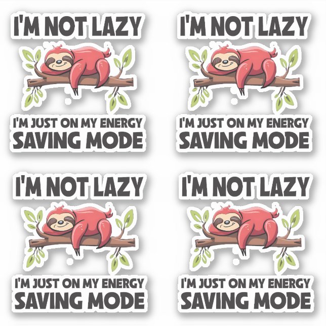 Funny Lazy Sloth Energy Saving Mode pegatinas (Anverso)