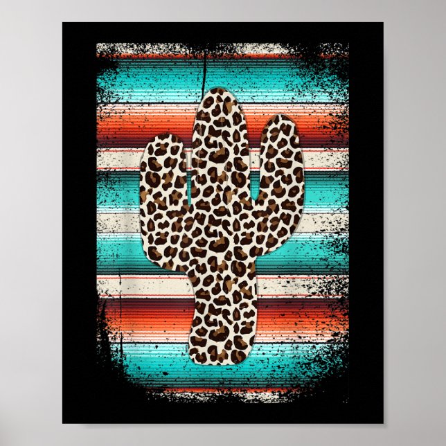 Funny Leopard Cactus Serape Cactus impresión Turqu (Frente)
