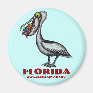 Funny lindo imán pelícano y de pescado de Florida