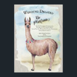 Funny Llama Boda pospuso la invitación<br><div class="desc">Añada algo de ligereza a la situación con una llama graciosa que dice "sin problemas". Diseño acuarela con llamas a ambos lados de la tarjeta de postergación del boda. Cambiar el texto para otros eventos. También se puede usar para nueva fecha, actualización y etc. En la parte trasera hay una...</div>