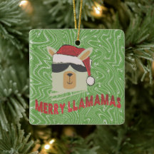 Funny Llama Ornamento de Navidad - Merry Llamamas