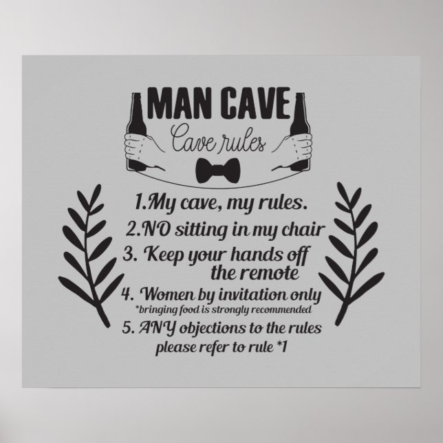 Funny Man Cave Home bar Poster de arte de palabras (Frente)