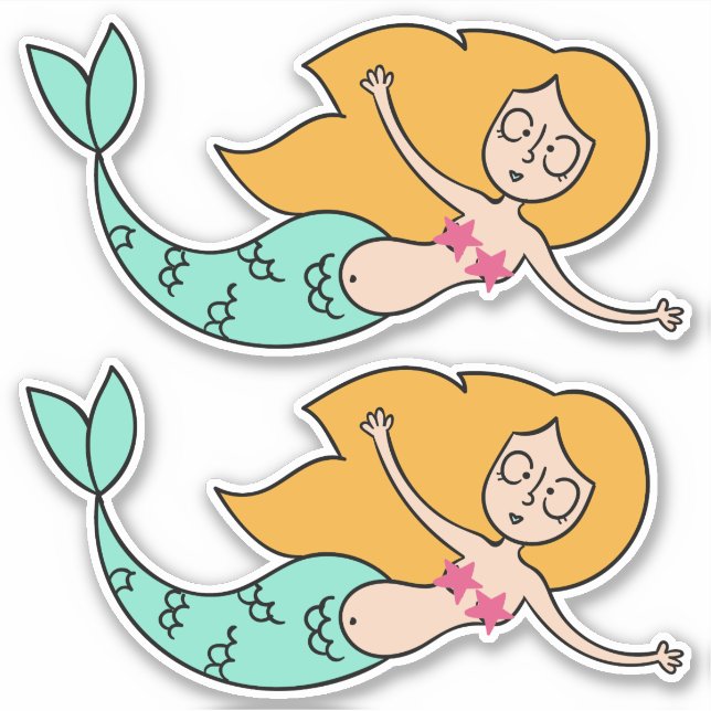 Funny Mermaid pegatinas (Anverso)