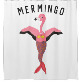 Funny Mermingo: Cortina de ducha Flamingo-Mermaid