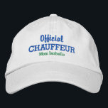 Funny Mom Gorra Official Chauffeur Custom Name<br><div class="desc">¡El gorra perfecto para la madre que siempre está engañando a los niños de la actividad a la actividad! Esta graciosa gorra de estilo béisbol incluye las palabras "Chauffeur oficial" y después "Mamá tu nombre" debajo (o reemplácelo con tu texto). Cambie fácilmente el color del texto y el tapón. Ya...</div>
