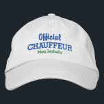 Funny Mom Gorra Official Chauffeur Custom Name<br><div class="desc">¡El gorra perfecto para la madre que siempre está engañando a los niños de la actividad a la actividad! Esta graciosa gorra de estilo béisbol incluye las palabras "Chauffeur oficial" y después "Mamá tu nombre" debajo (o reemplácelo con tu texto). Cambie fácilmente el color del texto y el tapón. Ya...</div>
